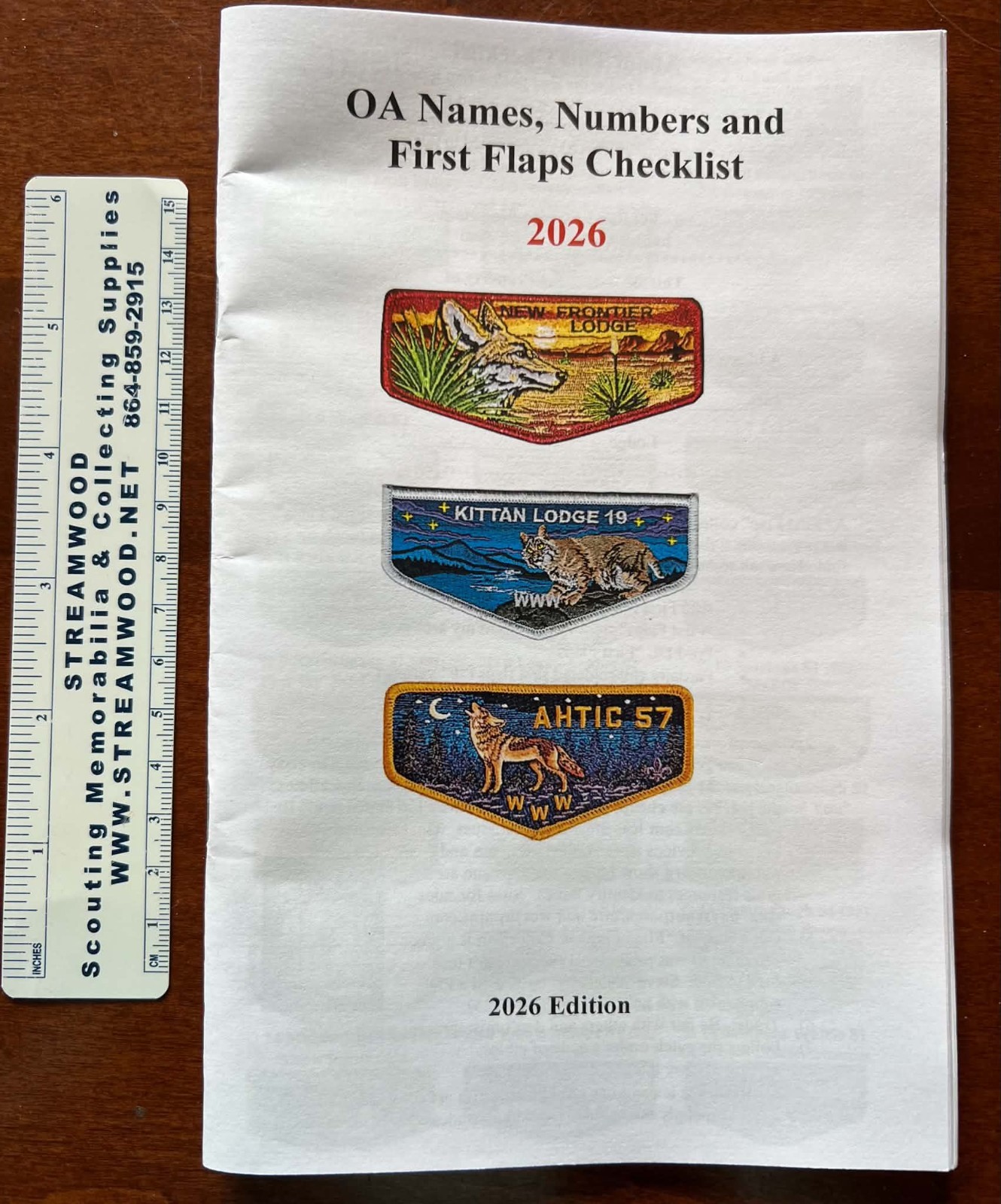 OA First Flaps checklist; Lodge Names, Numbers, 36-pg OA flap booklet F1, S1, FF