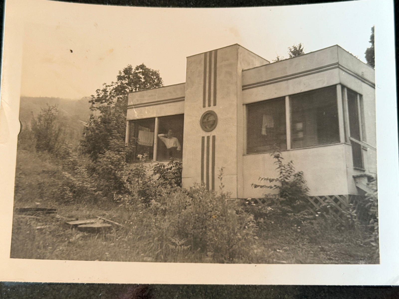 Vintage Photo Art Deco House on Hill Streamline Moderne Design Architecture