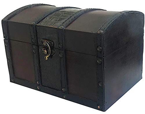 Wood and Leather Treasure Chest Box Decorative Storage Chest Box with Lock | Wood and Leather Treasure Chest Box Decorative Storage Chest Box with Lock |