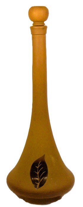 RARE Vintage Amber Satin Glass Tall Decanter, c1930 UNIQUE Leaf Design 15" RARE Vintage Amber Satin Glass Tall Decanter, c1930 UNIQUE Leaf Design 15"