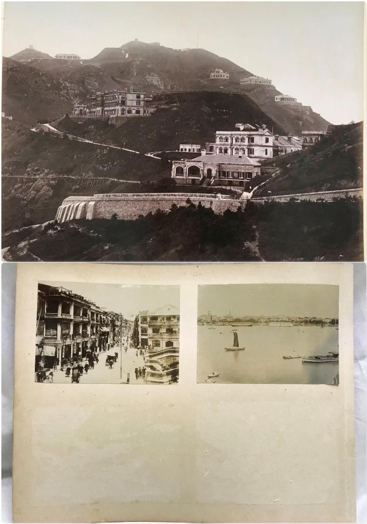 1L + 2S 1880/90 ALBUMEN PHOTO CHINA HONG KONG BUILDINGS ON PEAK STREET HARBOUR 1L + 2S 1880/90 ALBUMEN PHOTO CHINA HONG KONG BUILDINGS ON PEAK STREET HARBOUR