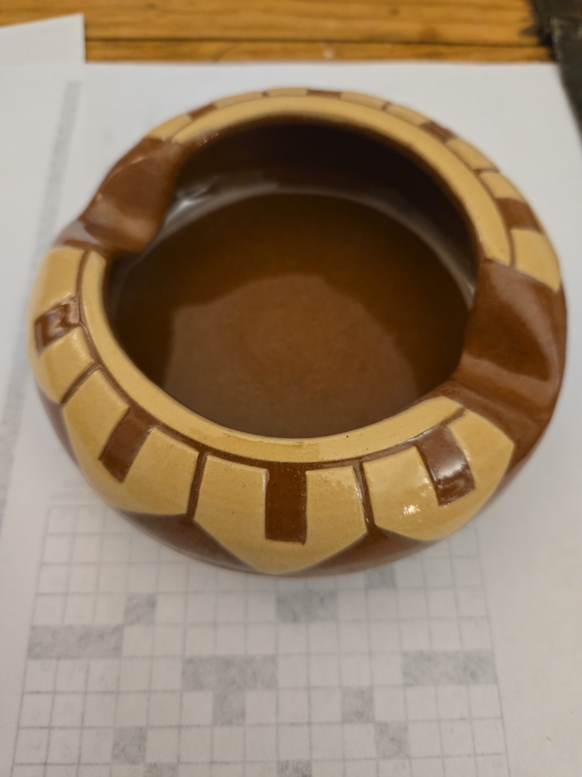 Vintage Signed E Irving Pine Ridge Sioux Pottery Cigar Ashtray Mint 