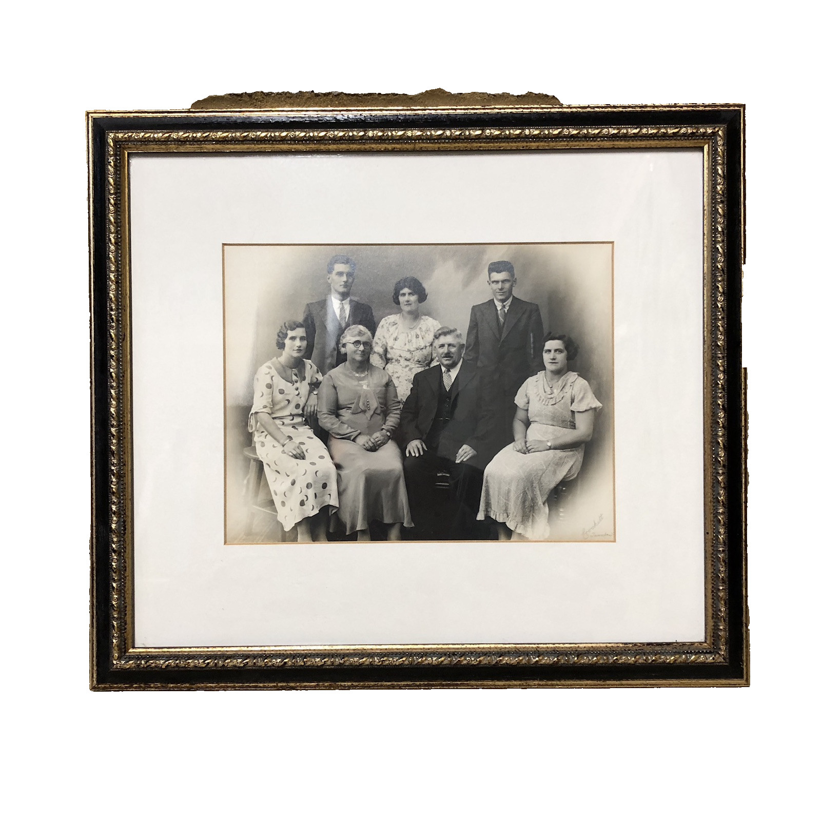 Family Group Photo Crockett Taunton Vintage Sepia Framed 1920s? Prop Portrait Family Group Photo Crockett Taunton Vintage Sepia Framed 1920s? Prop Portrait