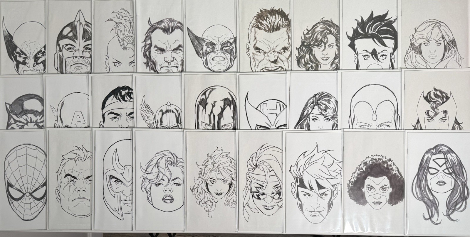 HUGE MARK BROOKS SET 1:50 Head Sketches Entire Set VF/NM LOT 27 All Characters HUGE MARK BROOKS SET 1:50 Head Sketches Entire Set VF/NM LOT 27 All Characters