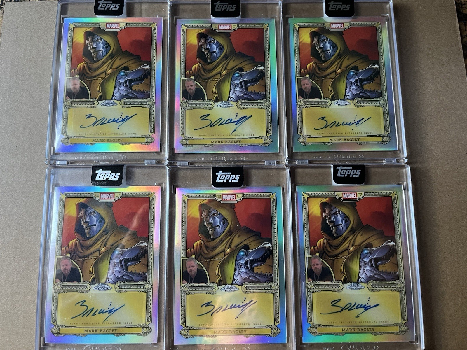 2026 Topps Marvel Mint Encased Mark Bagley Auto Doctor Doom Doomasaur 6 Card Lot 2026 Topps Marvel Mint Encased Mark Bagley Auto Doctor Doom Doomasaur 6 Card Lot