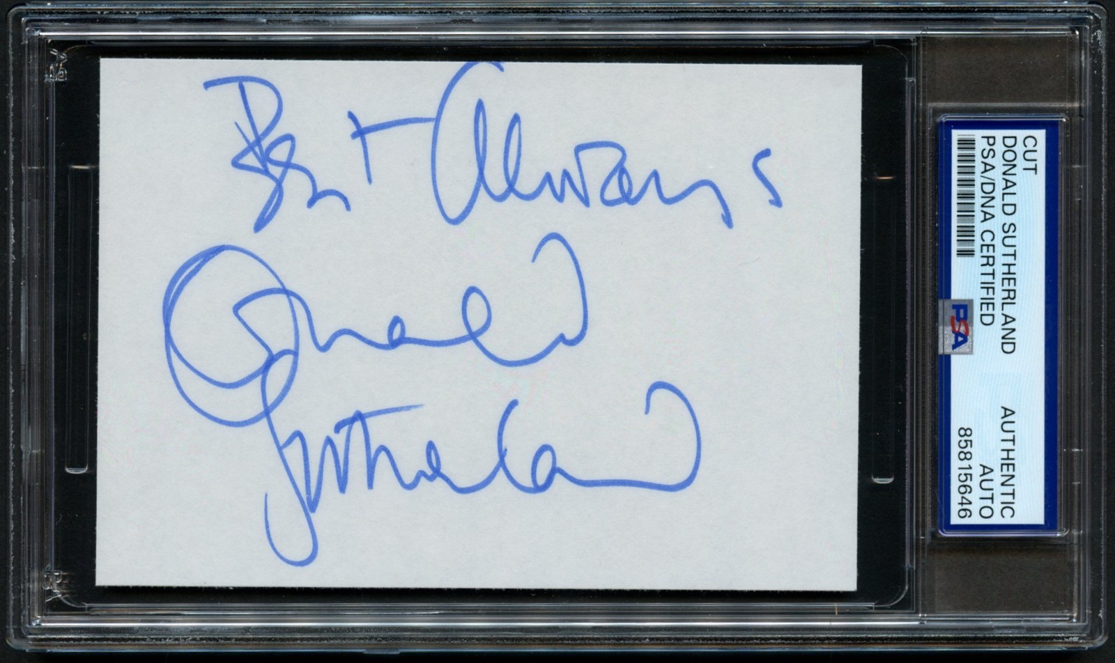 Donald Sutherland d2024 signed autograph 3.5x5 Cut The Hunger Games PSA Slabbed Donald Sutherland d2024 signed autograph 3.5x5 Cut The Hunger Games PSA Slabbed