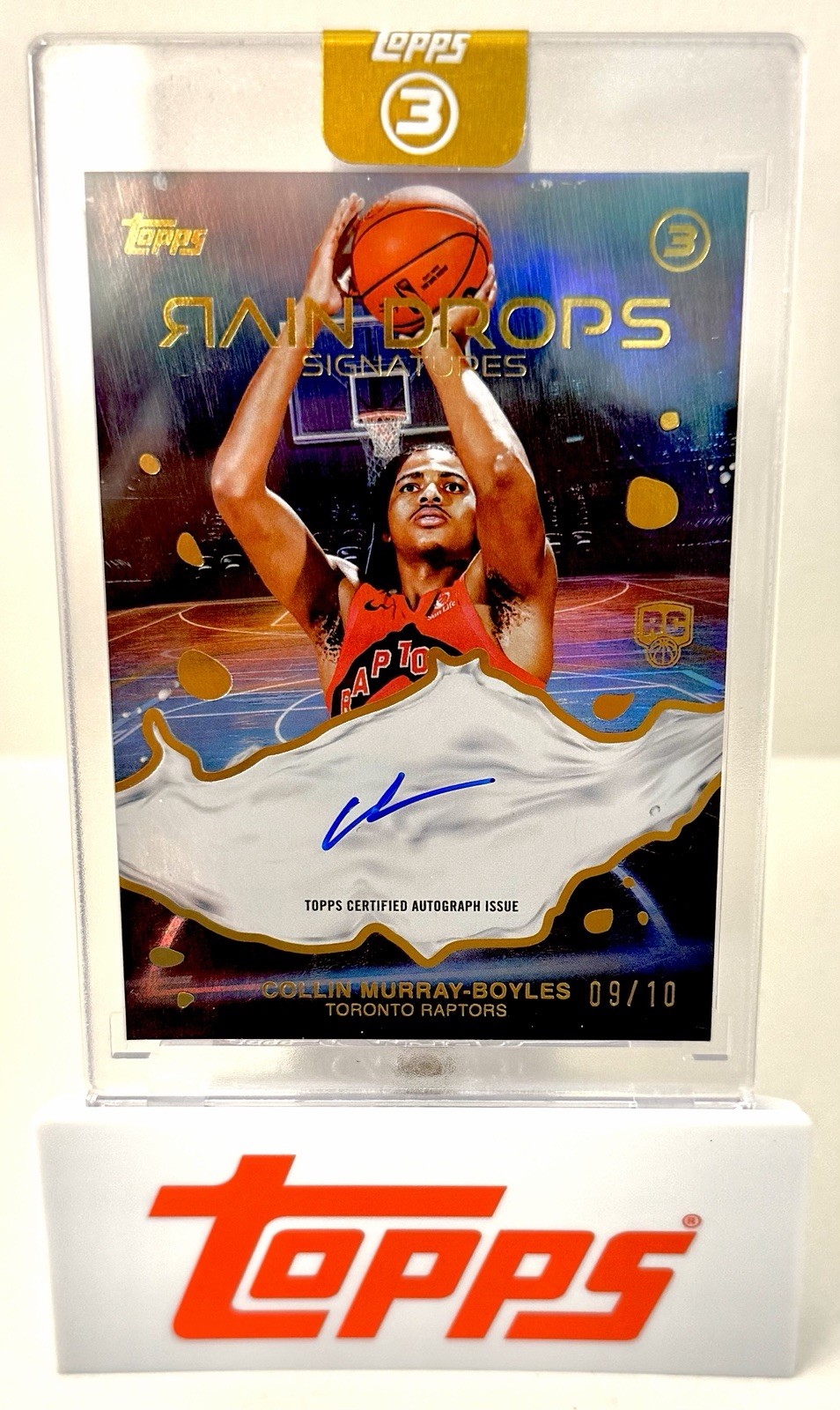Collin Murray-Boyles RC AUTO /10 GOLD 2025-26 Topps Three Rain Drops Raptors Collin Murray-Boyles RC AUTO /10 GOLD 2025-26 Topps Three Rain Drops Raptors