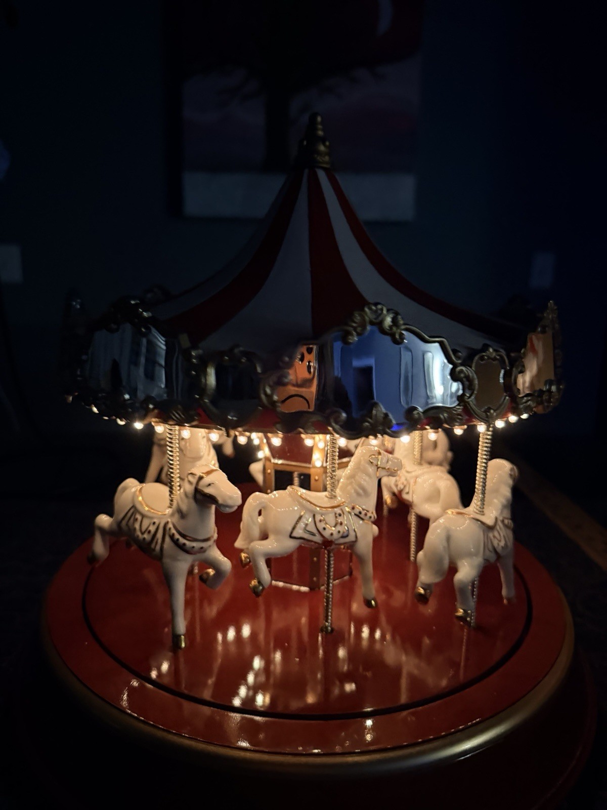 RARE Vintage Mr. Christmas Gold Label Marquee Carousel#79158 Porcelain Variant RARE Vintage Mr. Christmas Gold Label Marquee Carousel#79158 Porcelain Variant