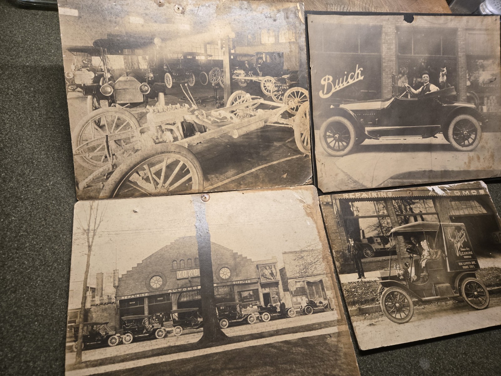 4 Antique Photo Views Of A Car Dealership Located In Lapeer, Michigan NICE