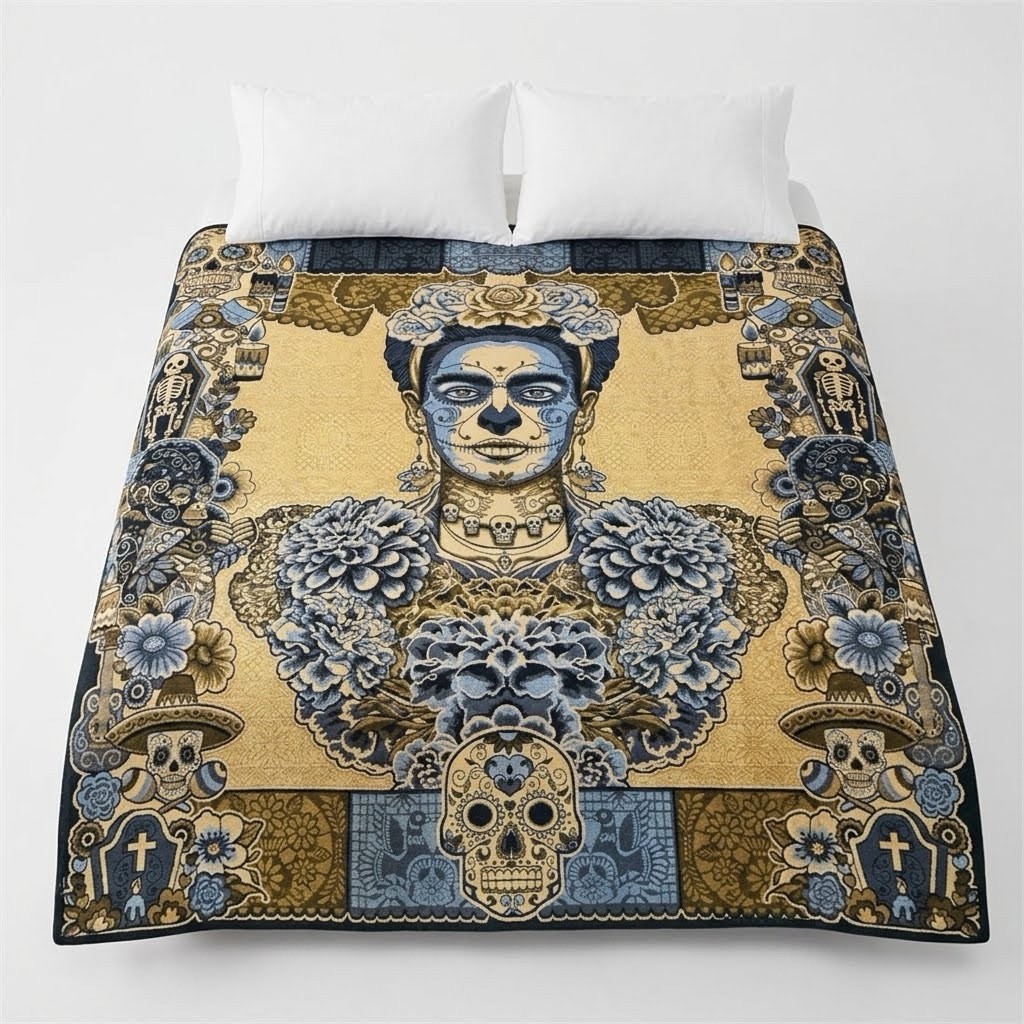 Frida Kahlo Dia De Los Muertos Blanket Tapestry Woven Portrait Wall Art Bedding Frida Kahlo Dia De Los Muertos Blanket Tapestry Woven Portrait Wall Art Bedding