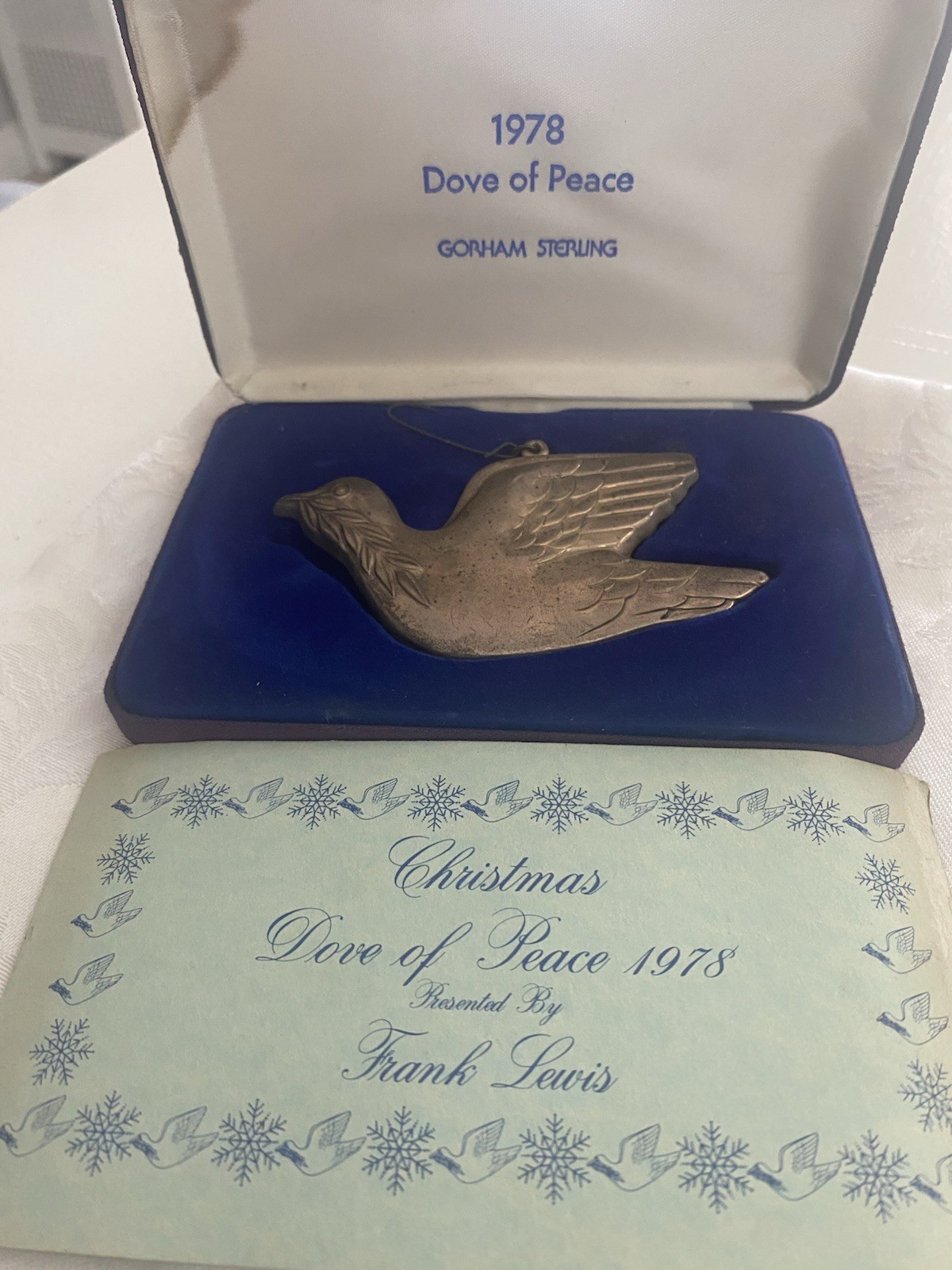 1978 Gorham Sterling Silver Dove Of Peace Christmas Ornament W/BOX & COA 1978 Gorham Sterling Silver Dove Of Peace Christmas Ornament W/BOX & COA