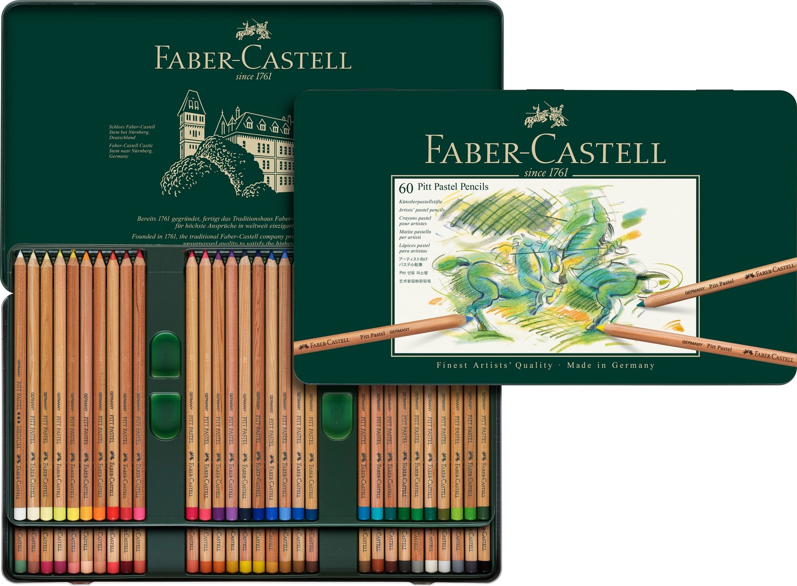 Faber-Castell Pitt Pastel Pencils Tin of 60 Professional Artist Set Faber-Castell Pitt Pastel Pencils Tin of 60 Professional Artist Set