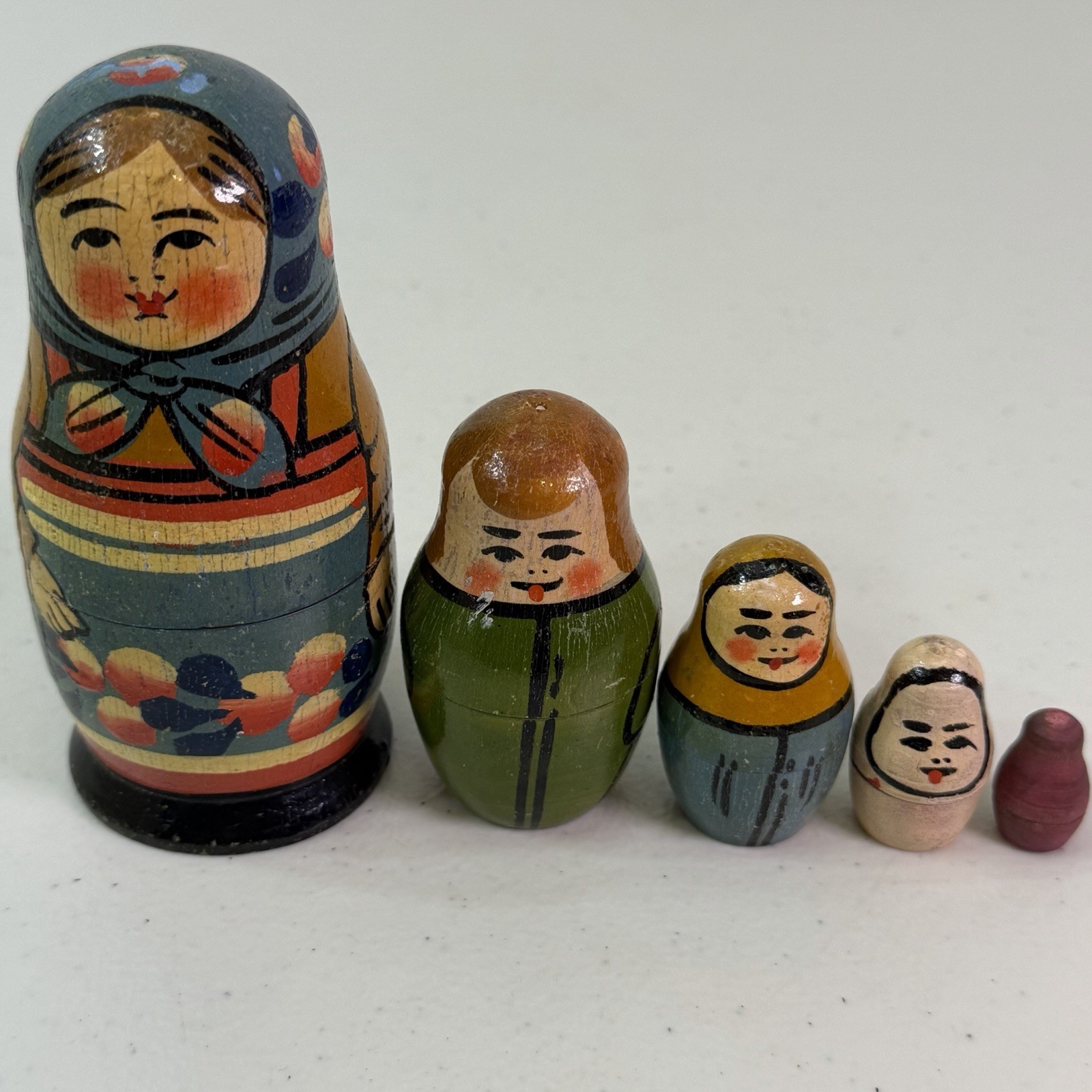 Vintage Wooden Matryoshka Russian Nesting Dolls Handmade Vintage Wooden Matryoshka Russian Nesting Dolls Handmade