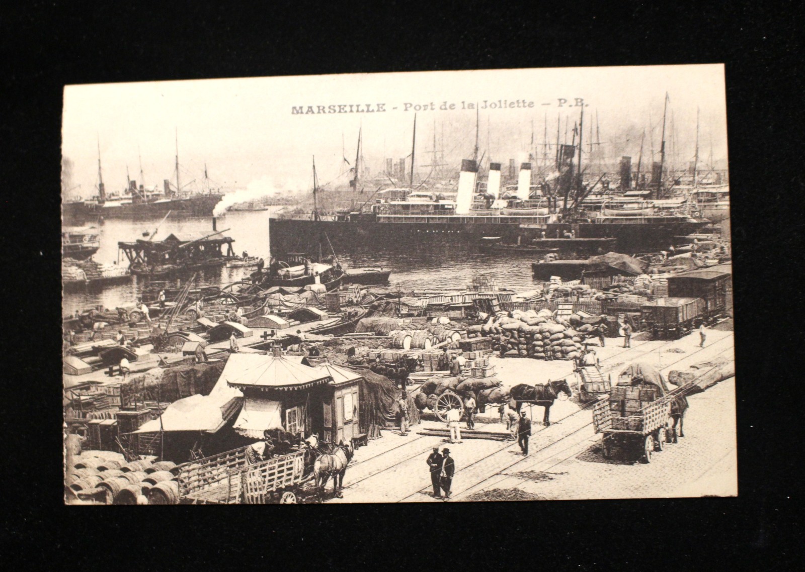 EARLY 1900's POSTCARD "MARSEILLE PORT DE LA JOLIETTE" P.B. SHIP YARD FRANCE