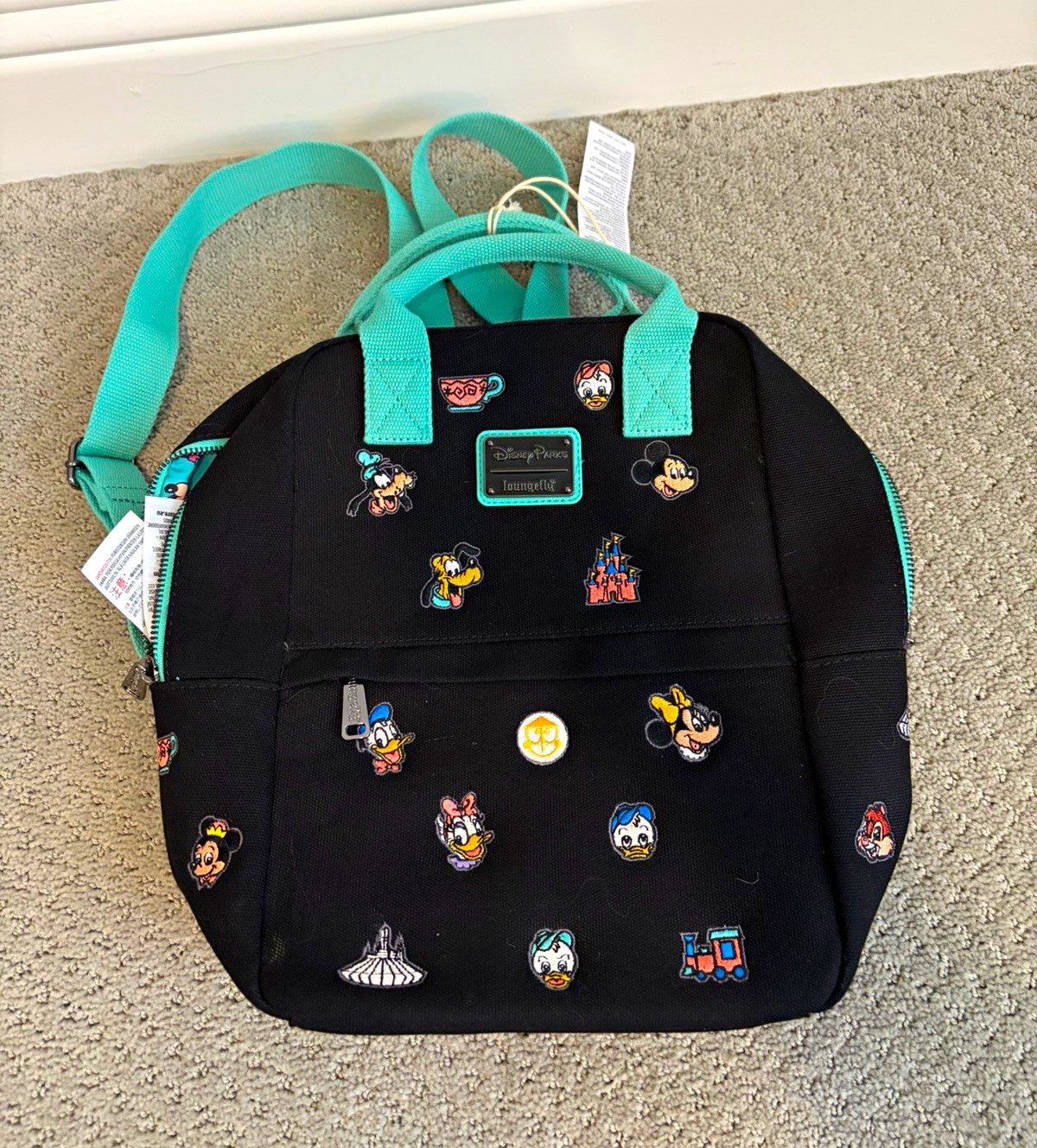 Loungefly Disney Mini Backpack Black/Teal Mickey Minnie & Friends Loungefly Disney Mini Backpack Black/Teal Mickey Minnie & Friends