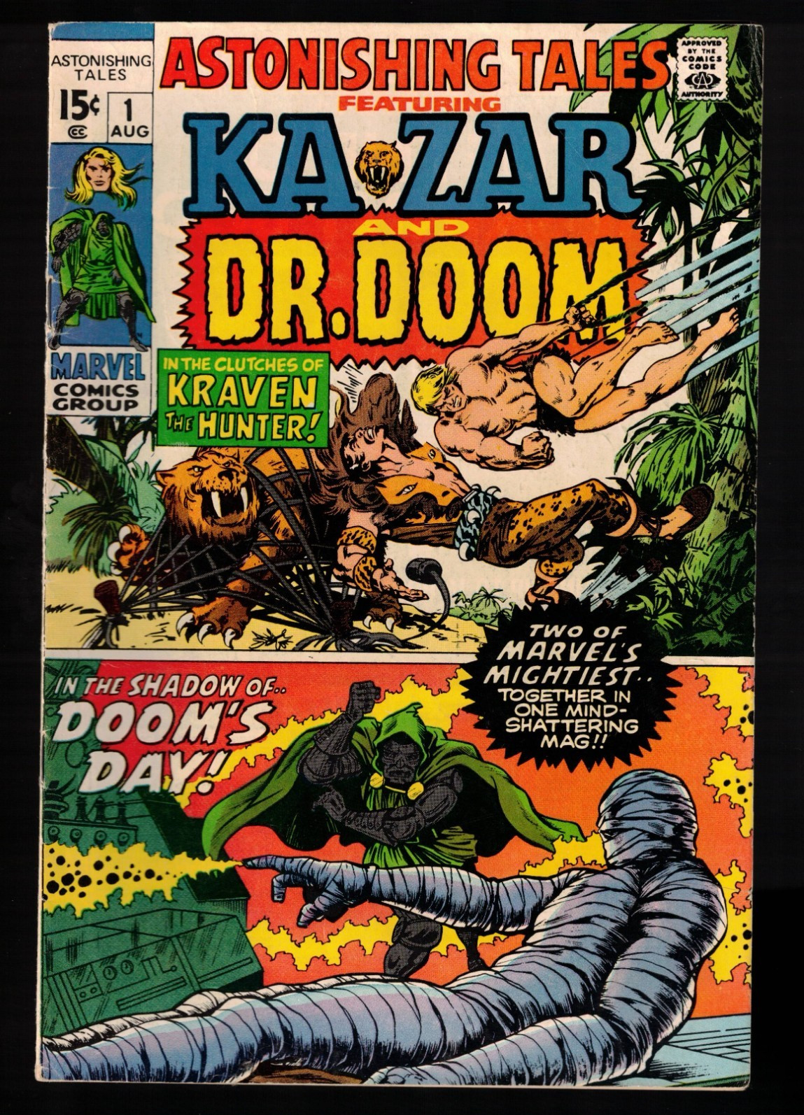 Astonishing Tales #1  Ka-Zar vs Kraven the Hunter  Dr. Doom  Fine  1970 Marvel