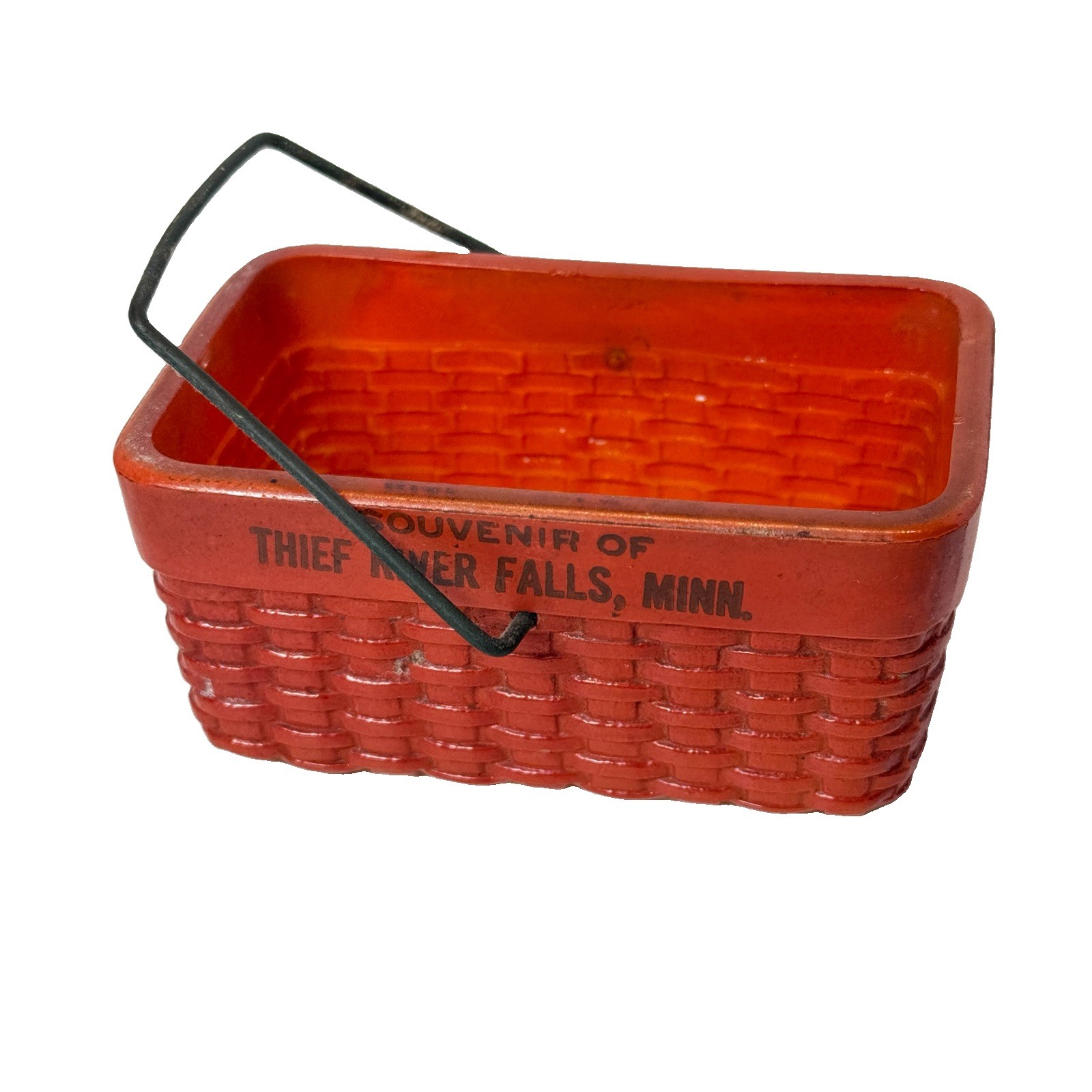 THIEF RIVER FALLS MINNESOTA MN Antique DEPRESSION RED BASKET Glass Souvenir THIEF RIVER FALLS MINNESOTA MN Antique DEPRESSION RED BASKET Glass Souvenir