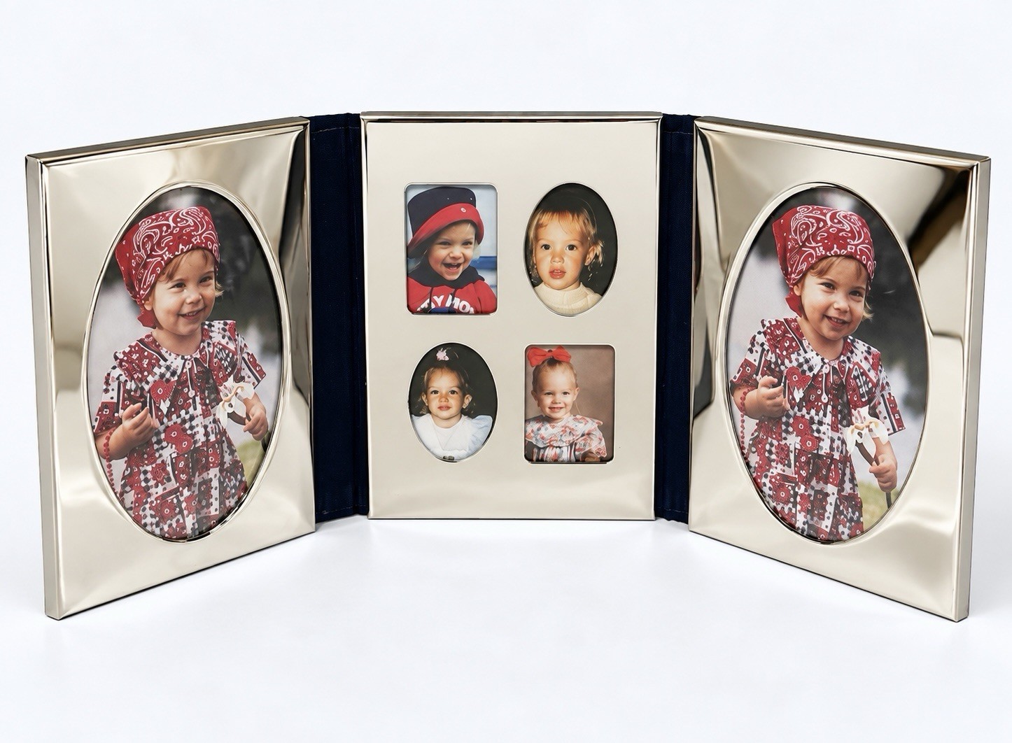 Vintage 1994 International Silver Co Silver Plated Tri Fold 6 Photo Frame Box Vintage 1994 International Silver Co Silver Plated Tri Fold 6 Photo Frame Box