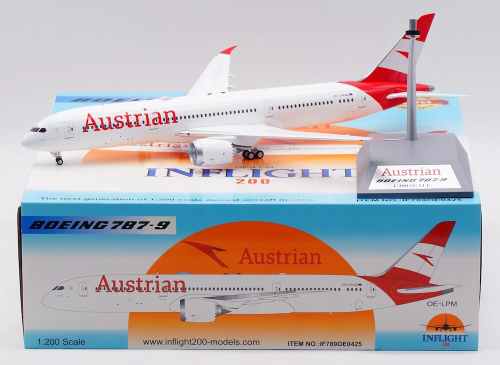 Inflight IF789OE0425 Austrian Airlines Boeing 787-900 OE-LPM Diecast 1/200 Model Inflight IF789OE0425 Austrian Airlines Boeing 787-900 OE-LPM Diecast 1/200 Model