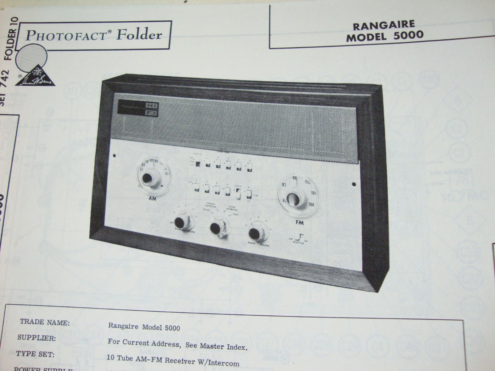 Original Sams Photofact Manual RANGAIRE 5000 (742) Original Sams Photofact Manual RANGAIRE 5000 (742)