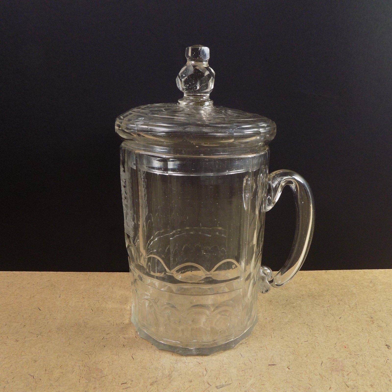 Antique Cut Crystal Glass Lidded Stein Engraved Griffin Germany Bohemian Antique Cut Crystal Glass Lidded Stein Engraved Griffin Germany Bohemian