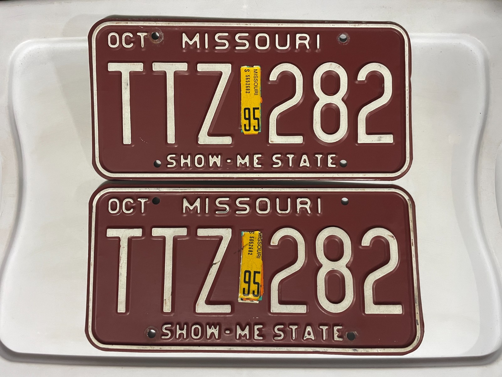 Missouri License Plate Pair of License Plates 1995 October TTZ 282