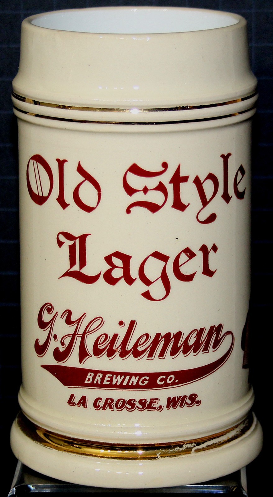 Pre Prohibition G. Heileman Brewing Co. Old Style Lager Ceramic Beer Mug V. 1905 Pre Prohibition G. Heileman Brewing Co. Old Style Lager Ceramic Beer Mug V. 1905