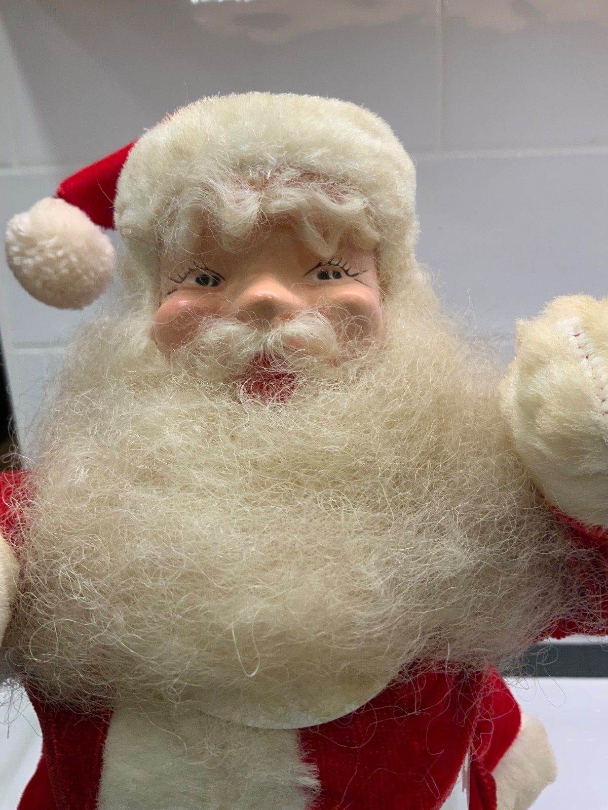 An Amazing Vintage 1950's 15" Santa Claus Doll Red Velvet Suit White Boots An Amazing Vintage 1950's 15" Santa Claus Doll Red Velvet Suit White Boots