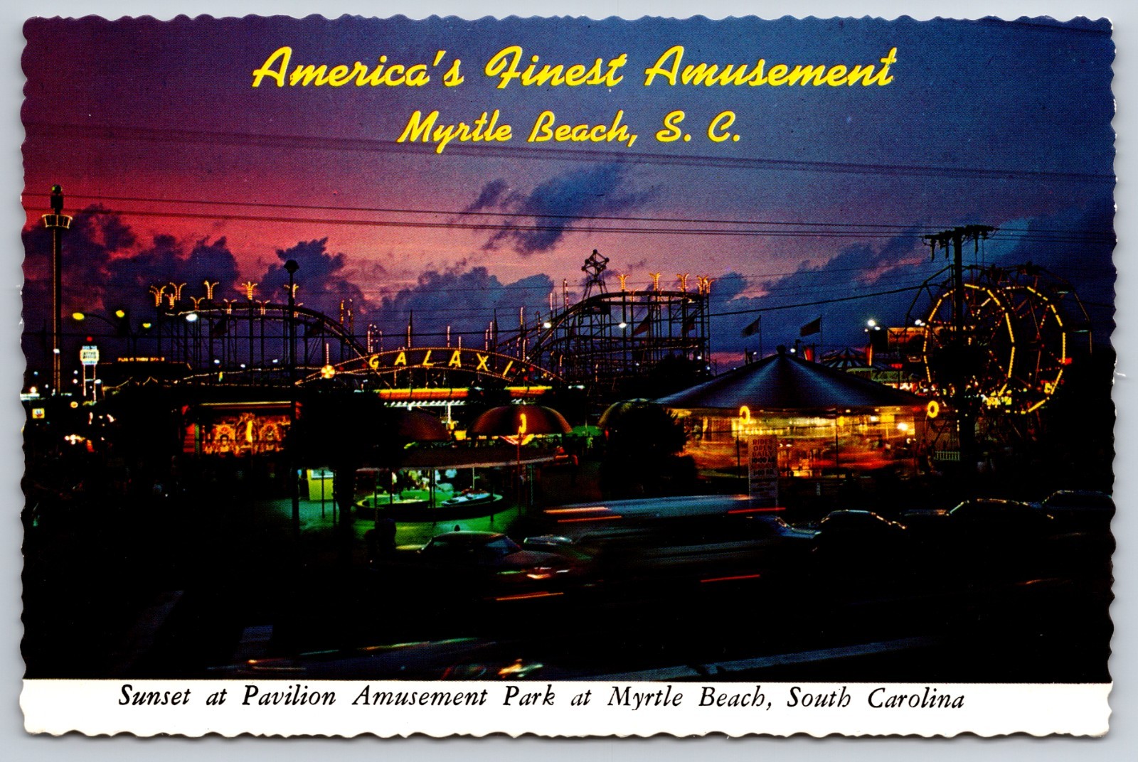 Sunset Pavilion Amusement Park Myrtle Beach South Carolina SC c1980 4x6 Postcard