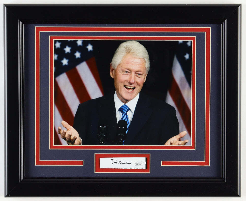 Bill Clinton Signed Custom Framed Cut Display (JSA)