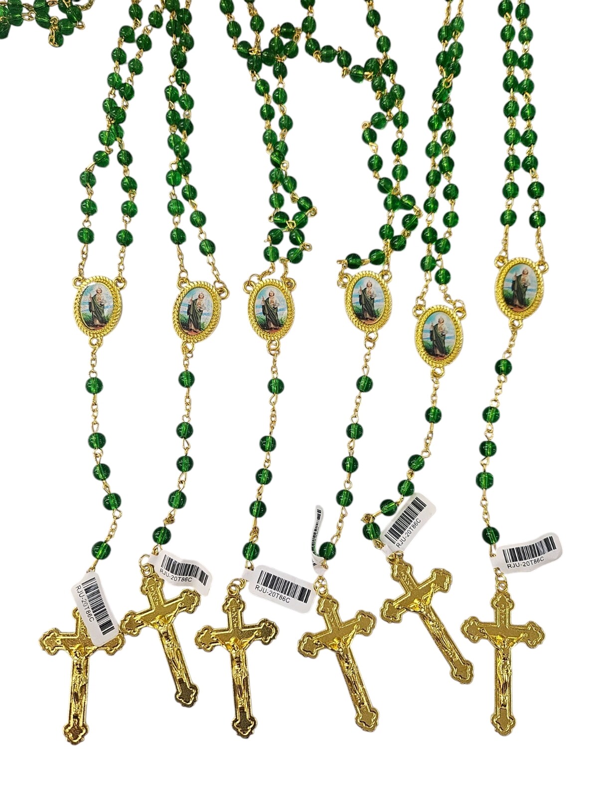 Bulk 12pc Glass Saint Jude Long Ful Rosary Baptism / Religious Favor/First Com Bulk 12pc Glass Saint Jude Long Ful Rosary Baptism / Religious Favor/First Com