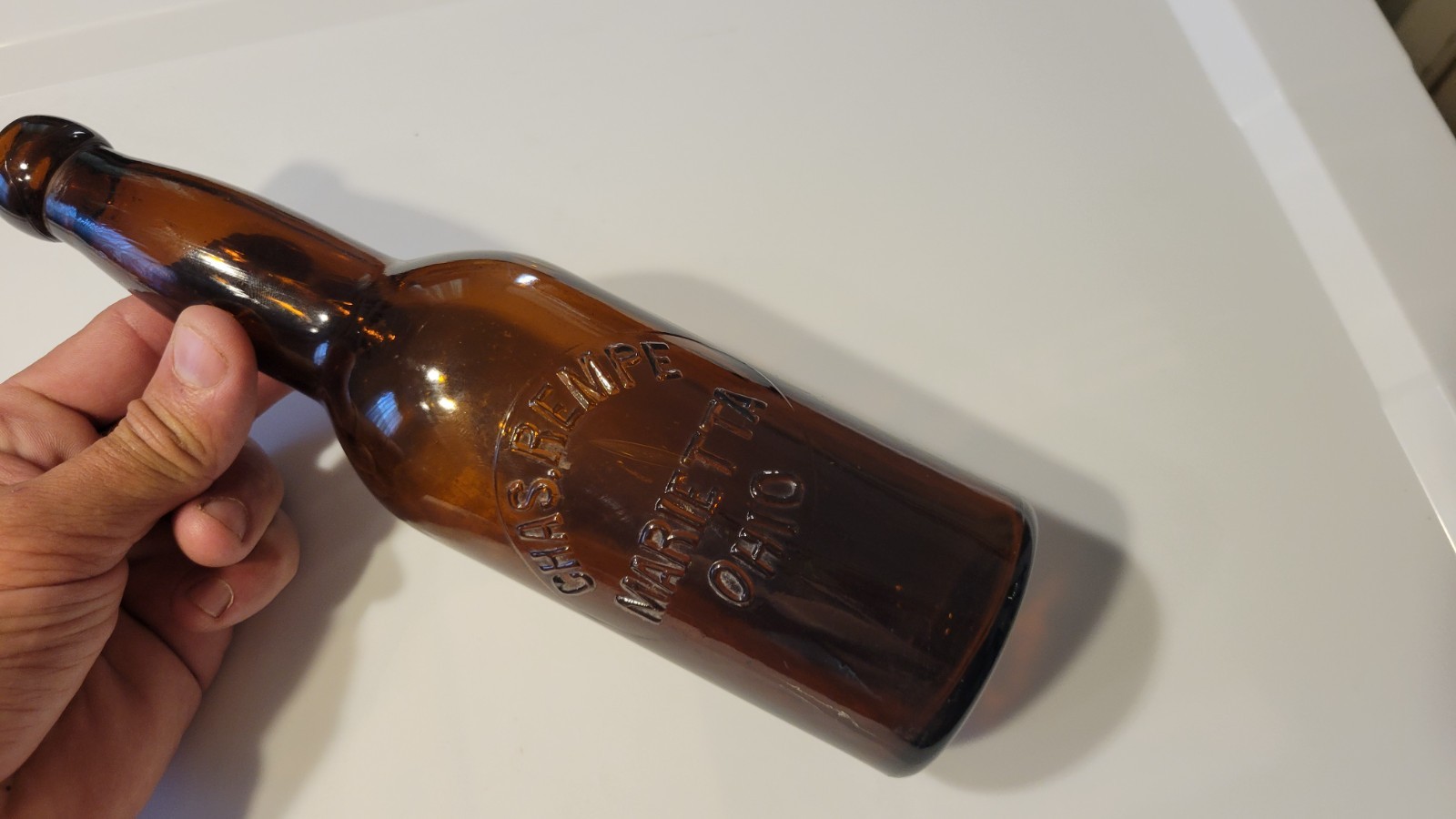 Antique Marietta Ohio Blob Top Beer - Chaz Rempe - Beer Bottles - Glass - Antique Marietta Ohio Blob Top Beer - Chaz Rempe - Beer Bottles - Glass -