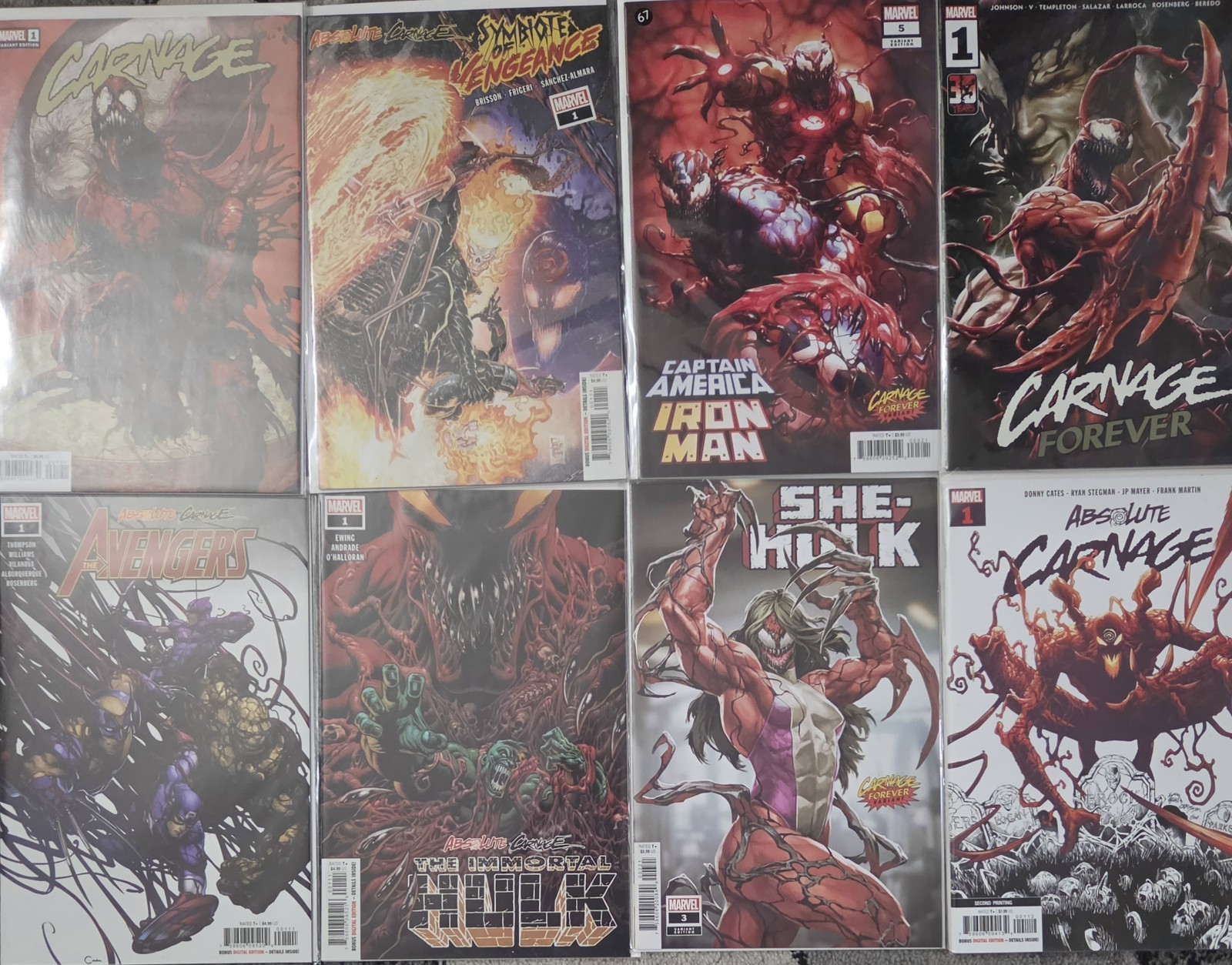 Marvel Carnage Forever #1 Variant/2nd Print Mixed Lot Absolute Carnage Avengers