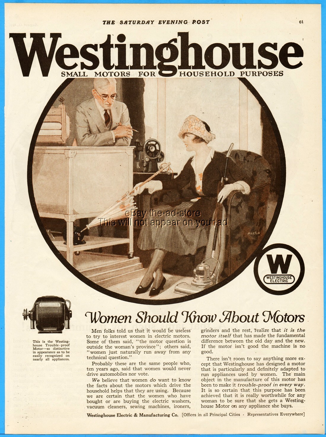 1921 Westinghouse Electric Women Should know About Motors Men Folk Told Us Ad 1921 Westinghouse Electric Women Should know About Motors Men Folk Told Us Ad