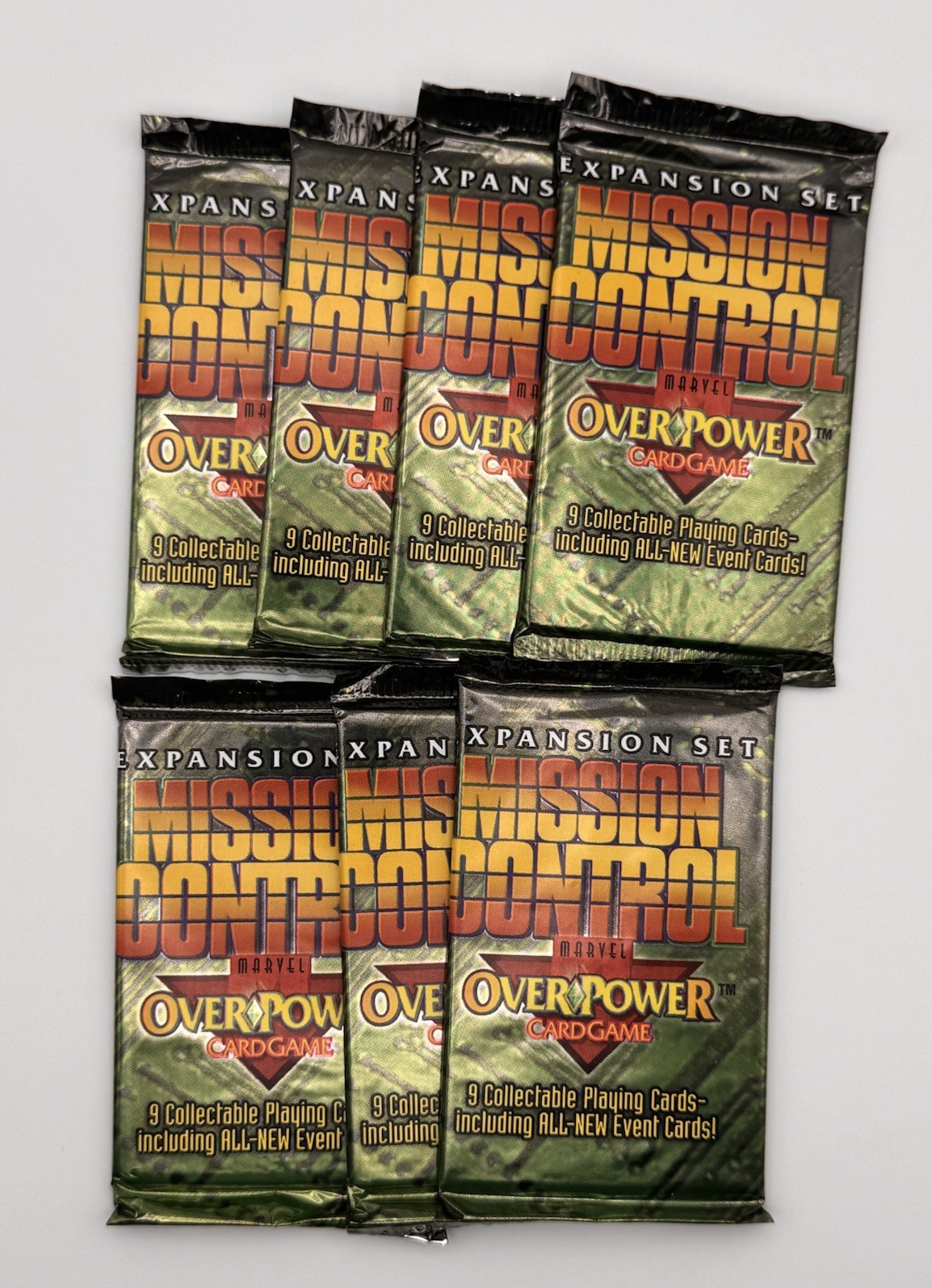 1996 Marvel OverPower MISSION CONTROL Expansion Set - 7 Sealed Booster Packs Lot 1996 Marvel OverPower MISSION CONTROL Expansion Set - 7 Sealed Booster Packs Lot
