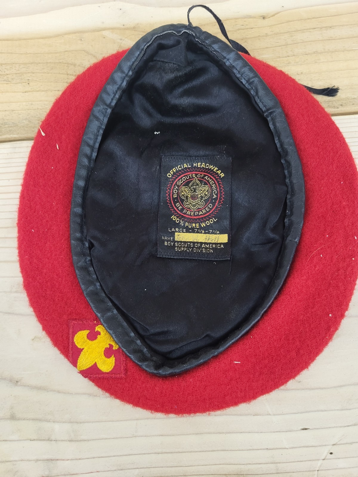 Vintage Boy Scouts Of America Red Beret Hat Large 100% Wool Outer Material Vintage Boy Scouts Of America Red Beret Hat Large 100% Wool Outer Material