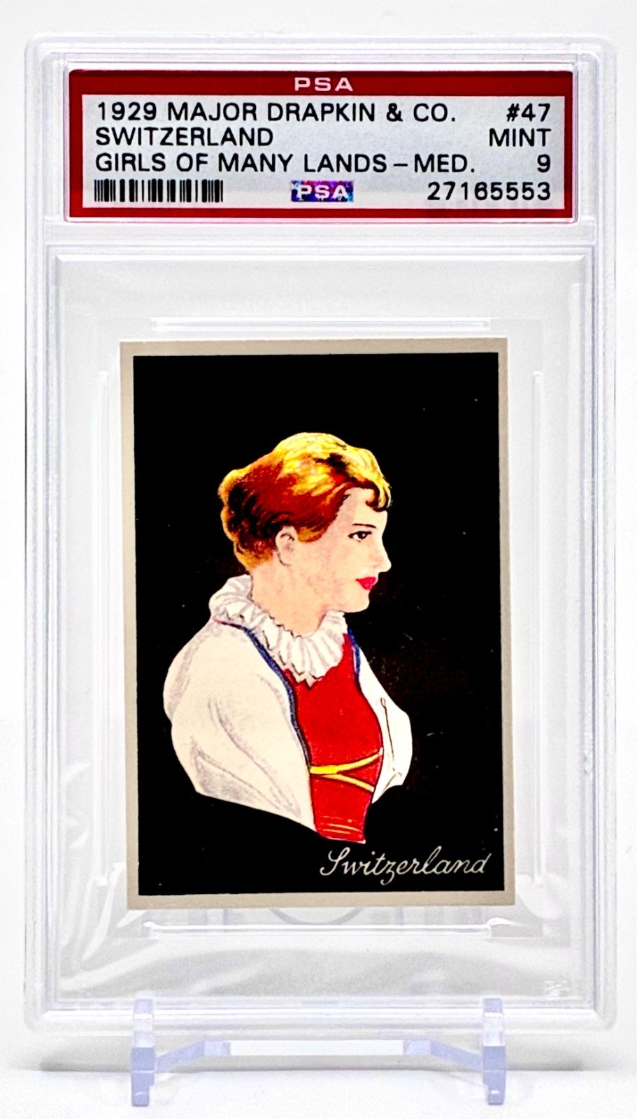 1929 Major Drapkin Tobacco Card SWITZERLAND Girls of Many Lands PSA 9 (47 of 50) 1929 Major Drapkin Tobacco Card SWITZERLAND Girls of Many Lands PSA 9 (47 of 50)
