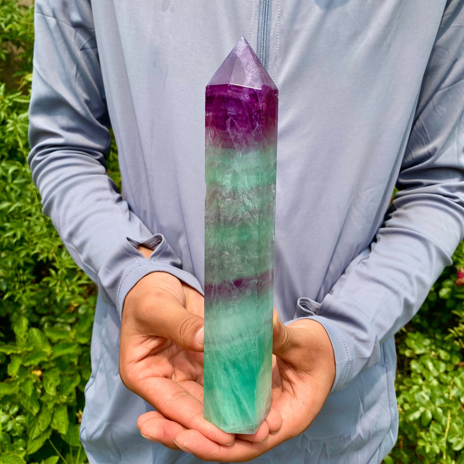 1.6LB Natural unique colored fluorite pillar quartz crystal sample 1.6LB Natural unique colored fluorite pillar quartz crystal sample