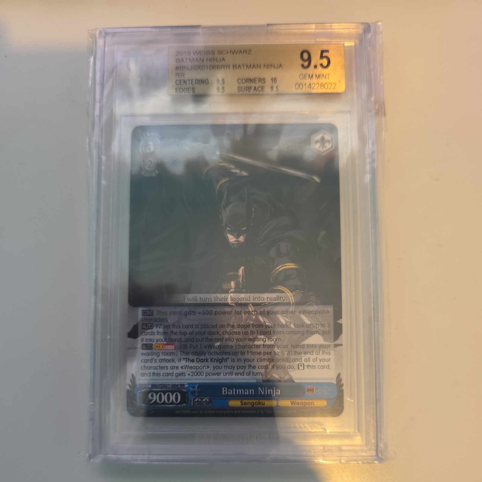 2019 WEISS SCHWARZ BATMAN NINJA RR BNJ/SX01-066 Beckett 9.5 Gem Mint 2019 WEISS SCHWARZ BATMAN NINJA RR BNJ/SX01-066 Beckett 9.5 Gem Mint