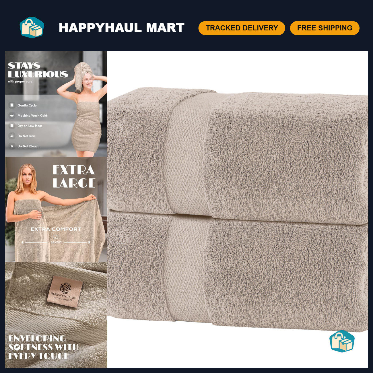 Wealuxe Taupe Bath Sheets Extra Large - 35x70, 2 Pack, Soft and Absorbent Wealuxe Taupe Bath Sheets Extra Large - 35x70, 2 Pack, Soft and Absorbent