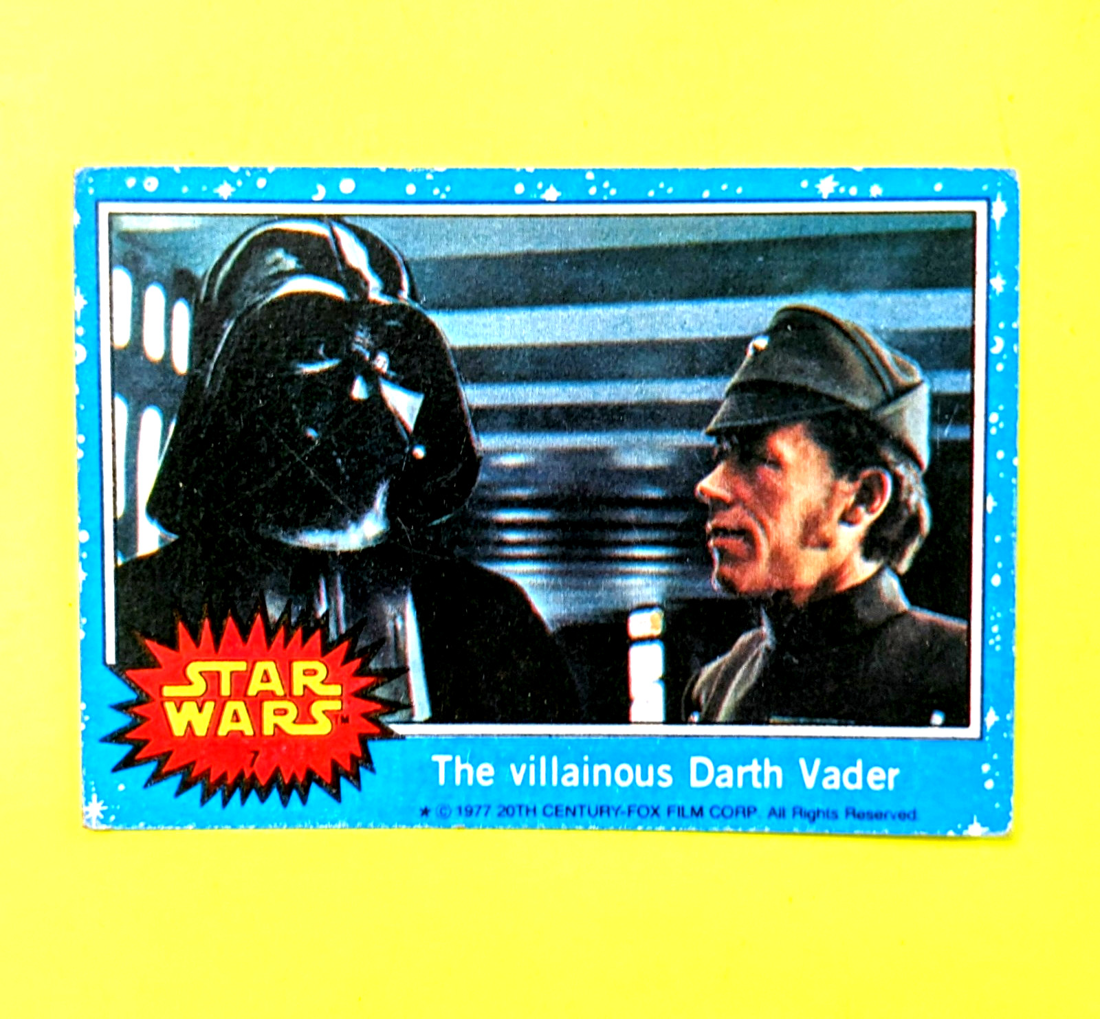 1977-TOPPS-STAR WARS-SERIES 1-BLUE-VADER-CARD-#7-GOOD-CORNERS-COLOR-CENTERED-XF- 1977-TOPPS-STAR WARS-SERIES 1-BLUE-VADER-CARD-#7-GOOD-CORNERS-COLOR-CENTERED-XF-
