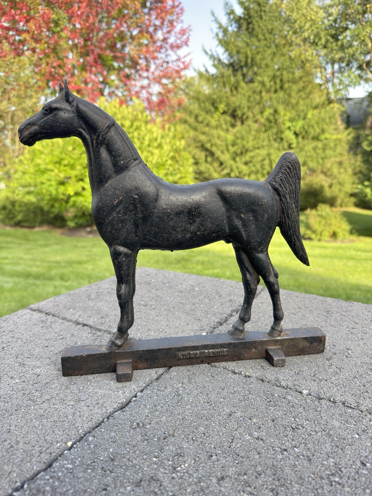 Vintage 1938 King's Genius Cast Iron Horse Doorstop Virginia Metalcrafters