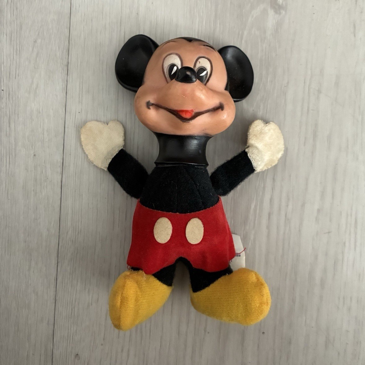 Vintage Walt Disney Productions Mickey Mouse Rubber Face Plush Doll Taiwan