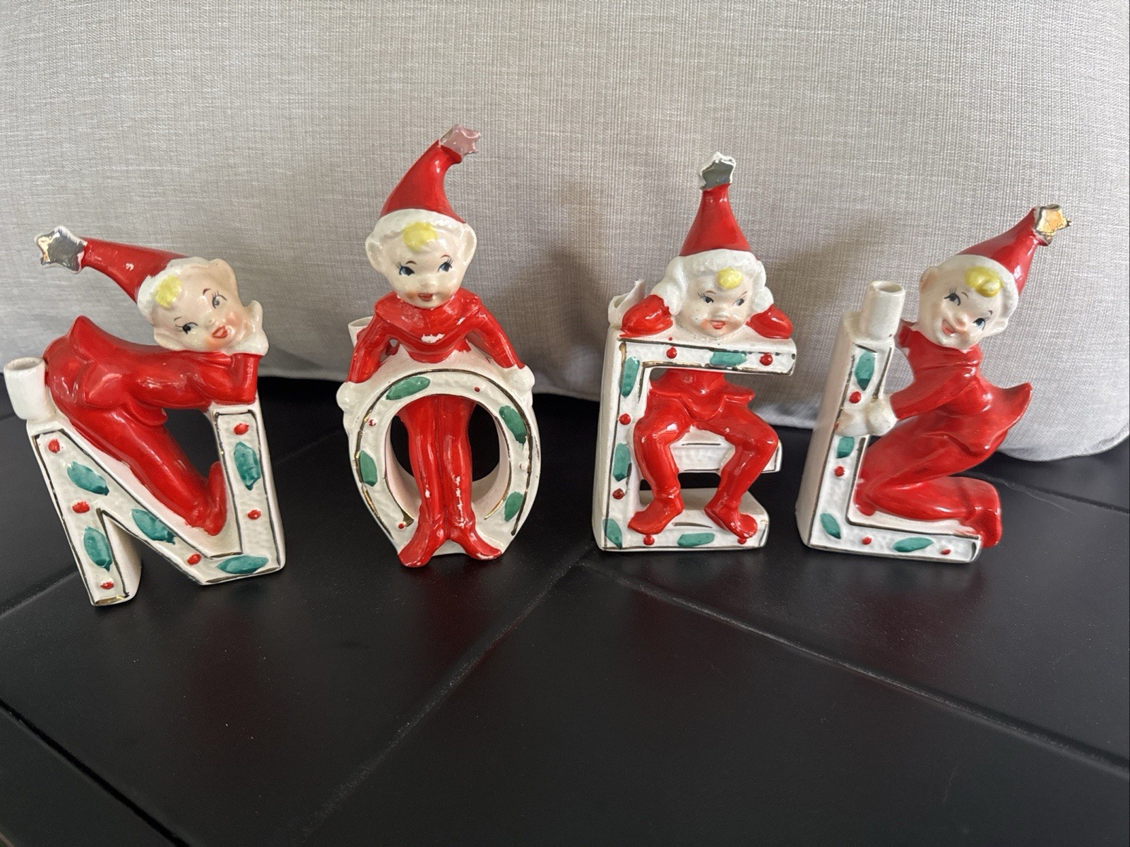 REPLACEMENT Letter “L” Vintage Lipper Mann Ceramic NOEL Pixie Elf Candle Holder