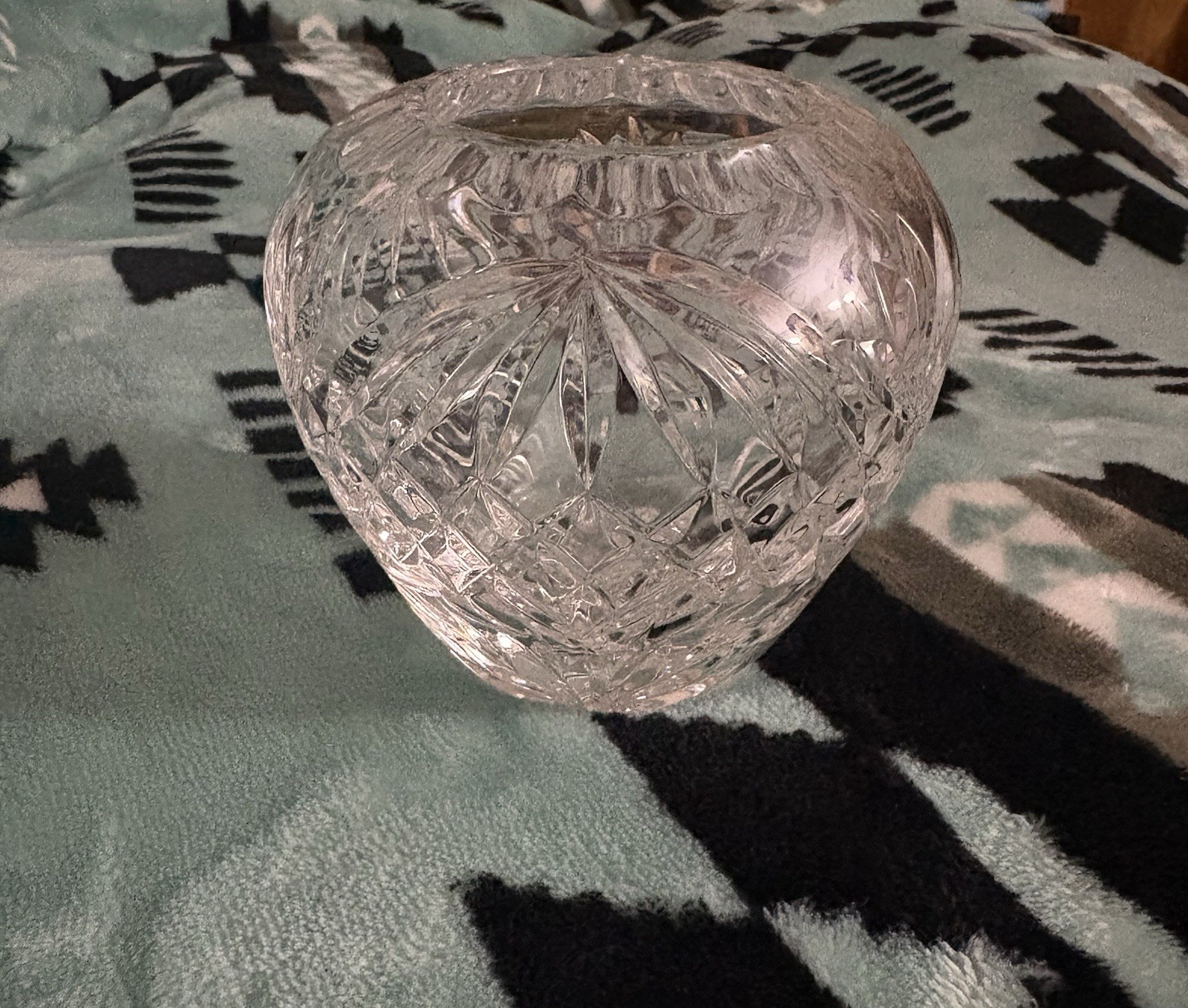 Vintage Crystal Round Vase Candle Holder EUC