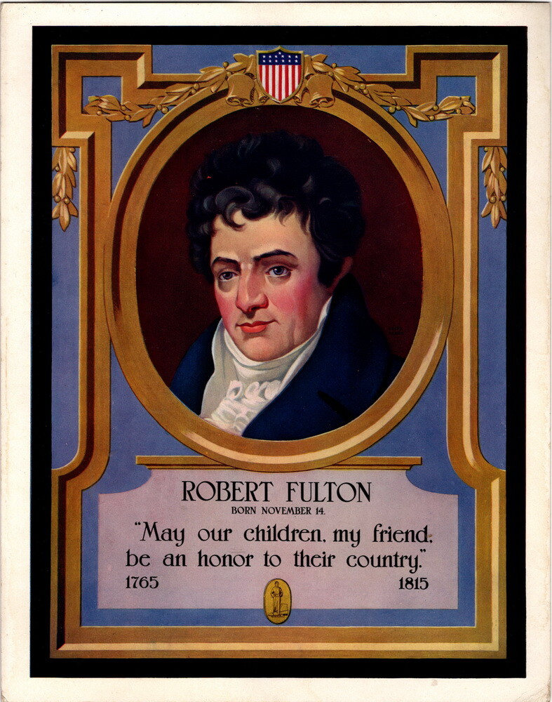 Walk-Over Shoes Great Americans Robert Fulton Cardboard Counter Top Display 1920