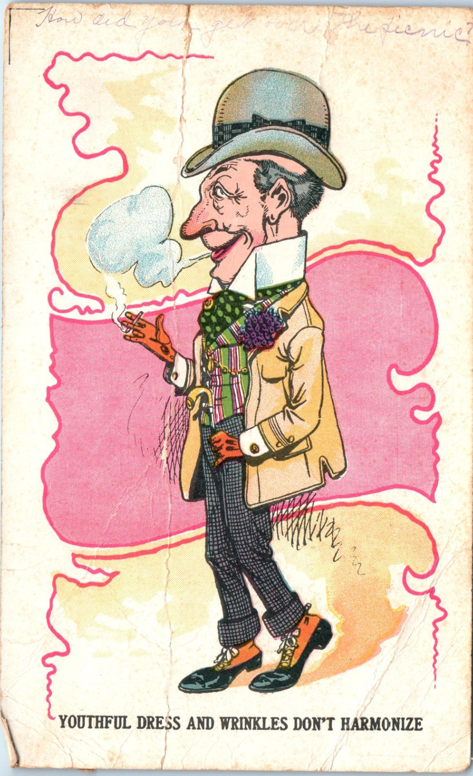 Vintage Postcard 1910s Comic Dandy Smoking Man Quote Humor Edwardian Style Vintage Postcard 1910s Comic Dandy Smoking Man Quote Humor Edwardian Style