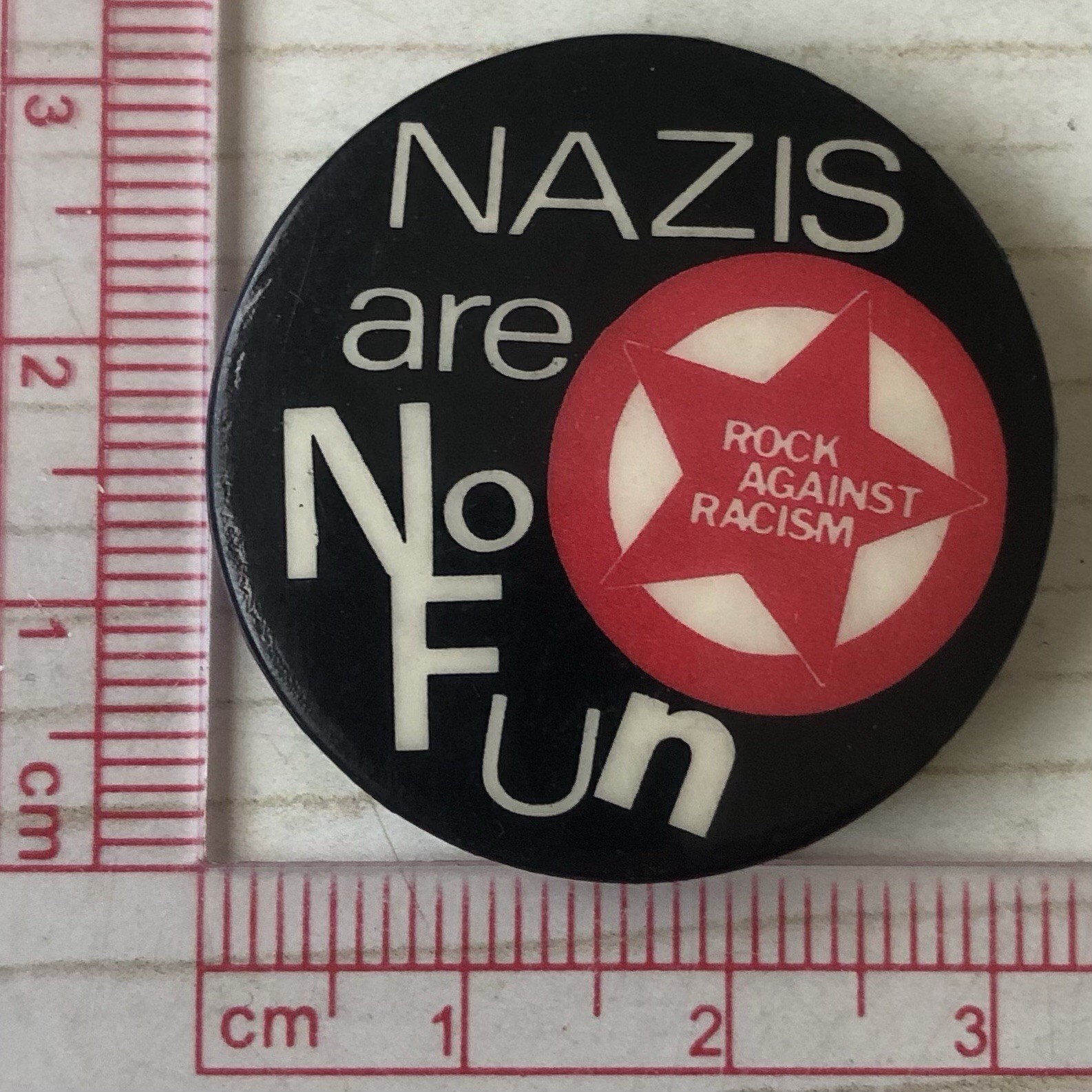 Vintage Nazis Are No Fun Rock Against Racism pin badge Punk RAR Protest Original Vintage Nazis Are No Fun Rock Against Racism pin badge Punk RAR Protest Original