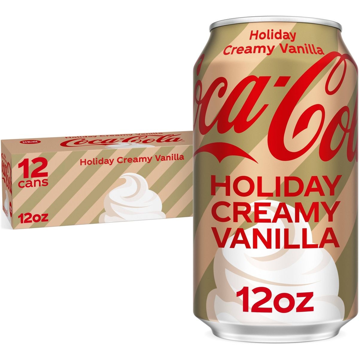NEW Coca-Cola Holiday Creamy Vanilla Soda 12 fl oz Cans 12 Pack 🎄 LIMITED EDITI NEW Coca-Cola Holiday Creamy Vanilla Soda 12 fl oz Cans 12 Pack 🎄 LIMITED EDITI