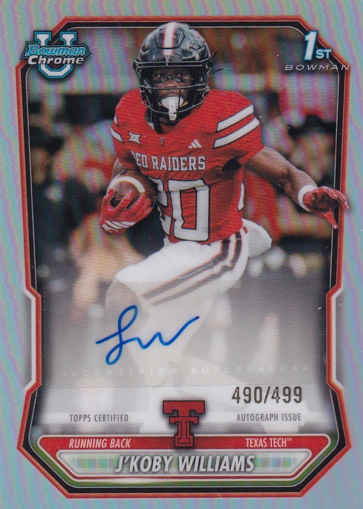 2026  BOWMAN - CHROME PROSPECT AUTOGRAPH #BCPA-JWI J'KOBY WILLIAMS  -  #490/499